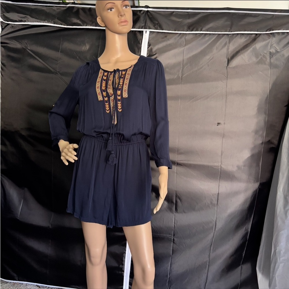 Daniel Rainn Navy Jumpsuit with Embroidered Accents
